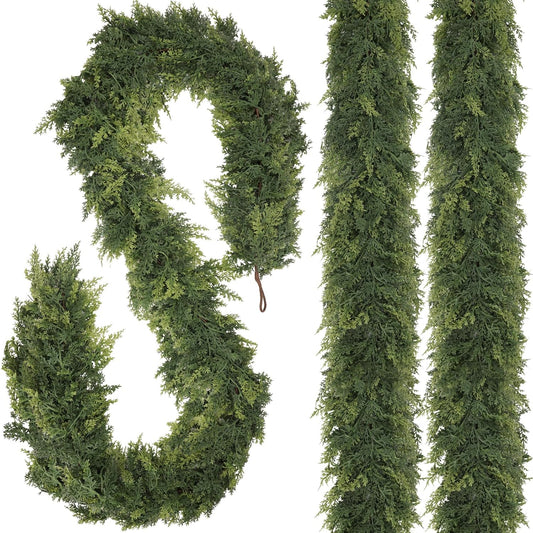 6ft Handmade Faux Cedar Christmas Garland With Lights